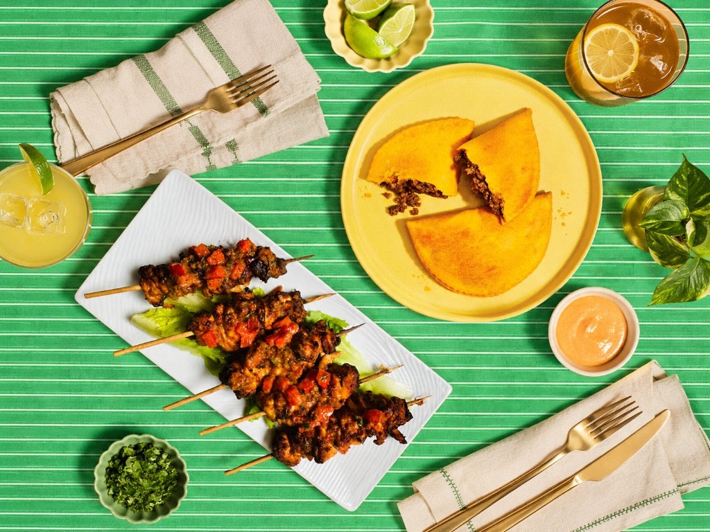 Caribbean food spread